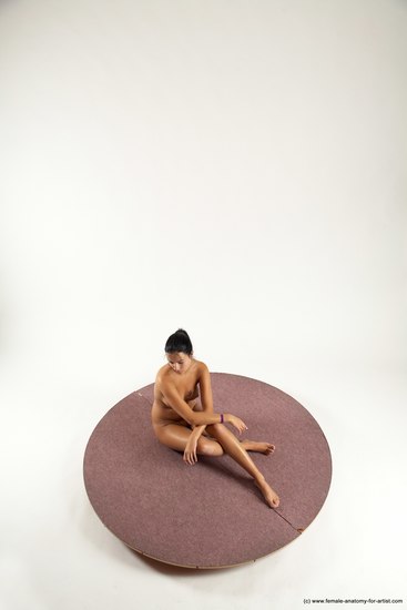 Nude Woman White Sitting poses - ALL Slim long black Sitting poses - simple Multi angle poses Pinup