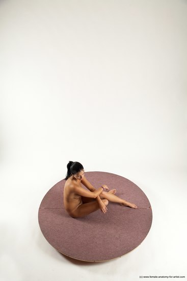 Nude Woman White Sitting poses - ALL Slim long black Sitting poses - simple Multi angle poses Pinup