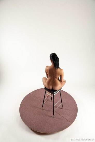 Nude Woman White Sitting poses - ALL Slim long black Sitting poses - simple Multi angle poses Pinup