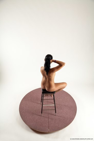 Nude Woman White Sitting poses - ALL Slim long black Sitting poses - simple Multi angle poses Pinup