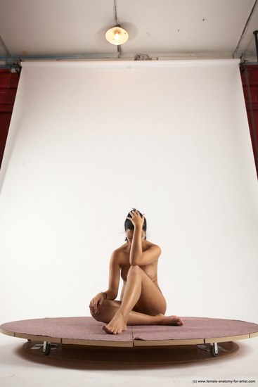 Nude Woman White Sitting poses - ALL Slim long black Sitting poses - simple Multi angle poses Pinup