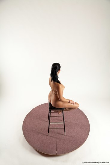 Nude Woman White Sitting poses - ALL Slim long black Sitting poses - simple Multi angle poses Pinup