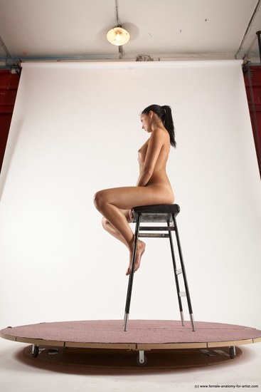 Nude Woman White Sitting poses - ALL Slim long black Sitting poses - simple Multi angle poses Pinup