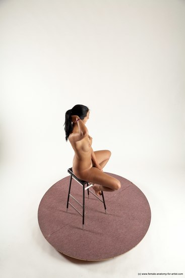 Nude Woman White Sitting poses - ALL Slim long black Sitting poses - simple Multi angle poses Pinup