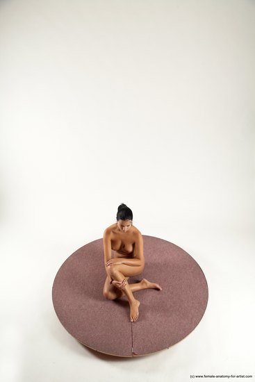 Nude Woman White Sitting poses - ALL Slim long black Sitting poses - simple Multi angle poses Pinup