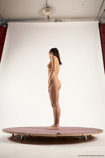 Nude Woman White Standing poses - ALL Slim long brown Standing poses - simple Multi angle poses Pinup