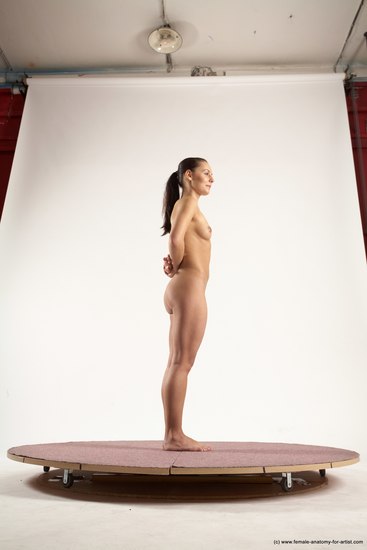 Nude Woman White Standing poses - ALL Slim long brown Standing poses - simple Multi angle poses Pinup