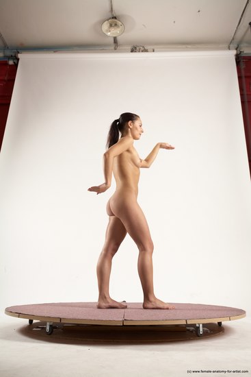 Nude Woman White Standing poses - ALL Slim long brown Standing poses - simple Multi angle poses Pinup