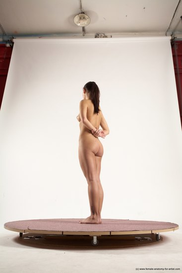 Nude Woman White Standing poses - ALL Slim long brown Standing poses - simple Multi angle poses Pinup