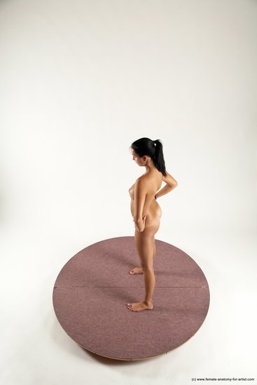 Nude Woman White Standing poses - ALL Slim long black Standing poses - simple Multi angle poses Pinup