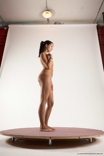 Nude Woman White Standing poses - ALL Slim long black Standing poses - simple Multi angle poses Pinup