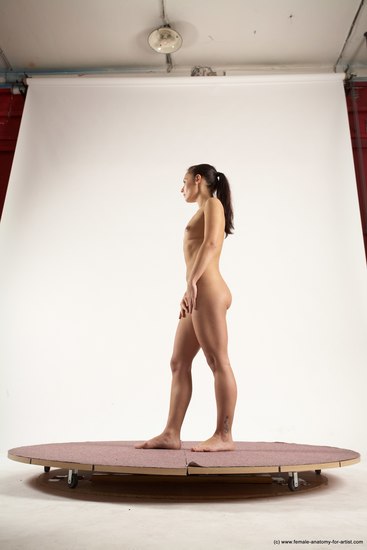 Nude Woman White Standing poses - ALL Slim long brown Standing poses - simple Multi angle poses Pinup