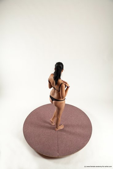 Nude Woman White Standing poses - ALL Slim long black Standing poses - simple Multi angle poses Pinup