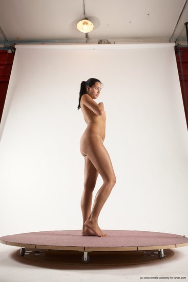 Nude Woman White Standing poses - ALL Slim long black Standing poses - simple Multi angle poses Pinup