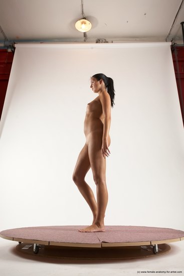 Nude Woman White Standing poses - ALL Slim long black Standing poses - simple Multi angle poses Pinup