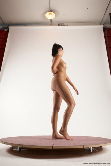 Nude Woman White Standing poses - ALL Slim long black Standing poses - simple Multi angle poses Pinup