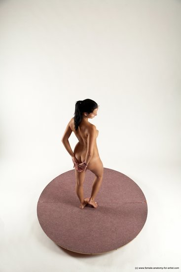 Nude Woman White Standing poses - ALL Slim long black Standing poses - simple Multi angle poses Pinup