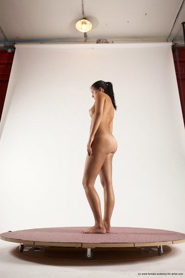 Nude Woman White Standing poses - ALL Slim long black Standing poses - simple Multi angle poses Pinup