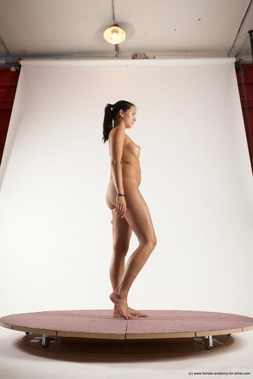 Nude Woman White Standing poses - ALL Slim long black Standing poses - simple Multi angle poses Pinup