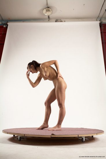 Nude Woman White Standing poses - ALL Slim long brown Standing poses - simple Multi angle poses Pinup