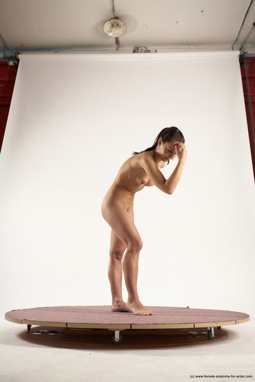 Nude Woman White Standing poses - ALL Slim long brown Standing poses - simple Multi angle poses Pinup