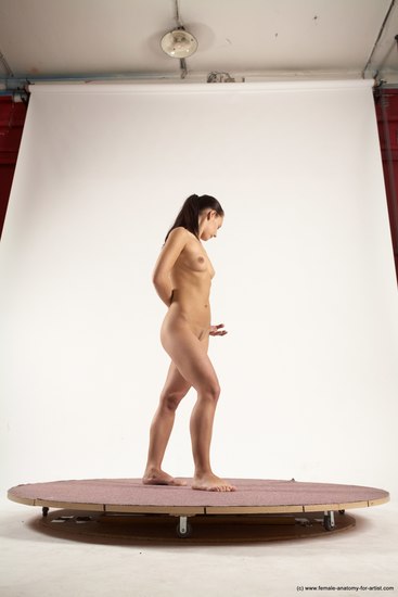 Nude Woman White Standing poses - ALL Slim long brown Standing poses - simple Multi angle poses Pinup