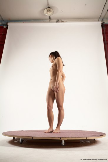 Nude Woman White Standing poses - ALL Slim long brown Standing poses - simple Multi angle poses Pinup