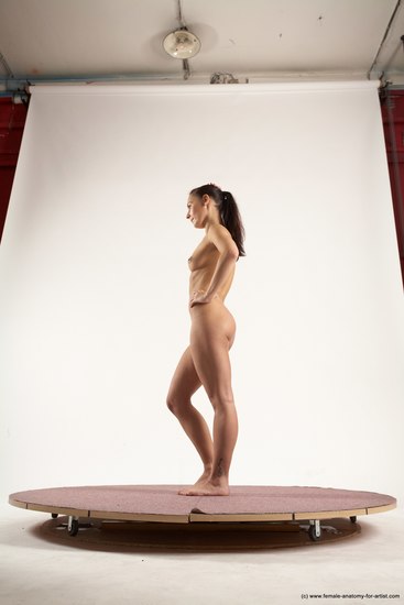 Nude Woman White Standing poses - ALL Slim long brown Standing poses - simple Multi angle poses Pinup