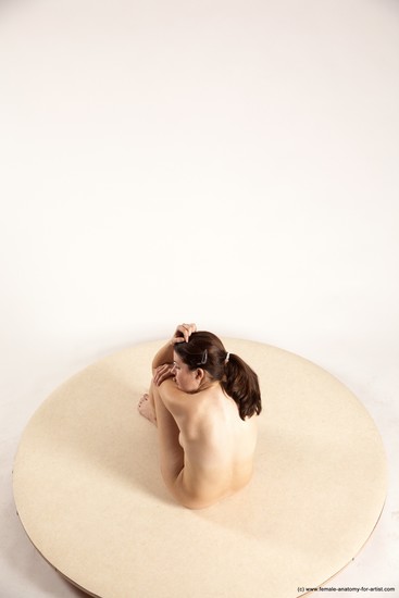 Nude Woman White Sitting poses - ALL Slim long brown Sitting poses - simple Multi angle poses Pinup