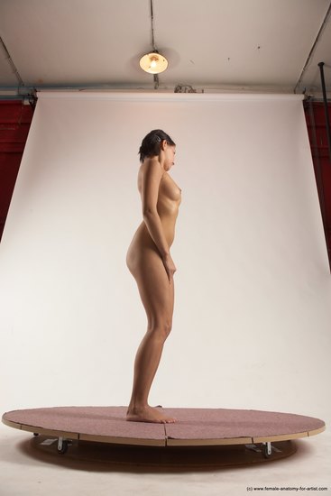 Nude Woman White Standing poses - ALL Slim medium brown Standing poses - simple Multi angle poses Pinup