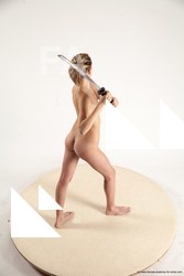 Nude Fighting with sword Woman White Standing poses - ALL Slim medium blond Standing poses - simple Multi angle poses Pinup