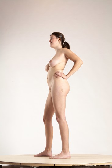 Nude Woman White Standing poses - ALL Slim long brown Standing poses - simple Multi angle poses Pinup