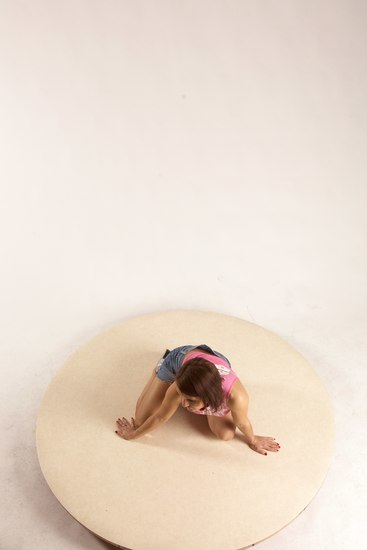 Casual Woman White Kneeling poses - ALL Slim Kneeling poses - on both knees medium brown Multi angle poses Academic