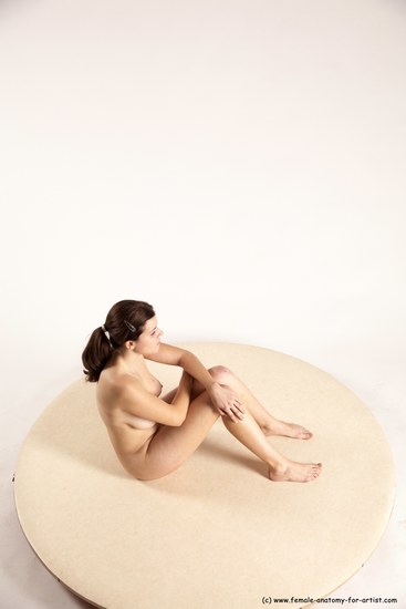 Nude Woman White Sitting poses - ALL Slim long brown Sitting poses - simple Multi angle poses Pinup