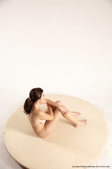 Nude Woman White Sitting poses - ALL Slim long brown Sitting poses - simple Multi angle poses Pinup