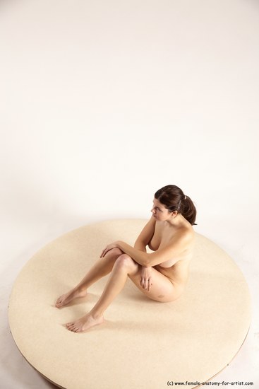 Nude Woman White Sitting poses - ALL Slim long brown Sitting poses - simple Multi angle poses Pinup