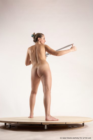 Nude Fighting with sword Woman White Standing poses - ALL Slim long blond Standing poses - simple Multi angle poses Pinup