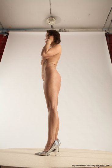 Nude Woman White Standing poses - ALL Slim medium brown Standing poses - simple Multi angle poses Pinup