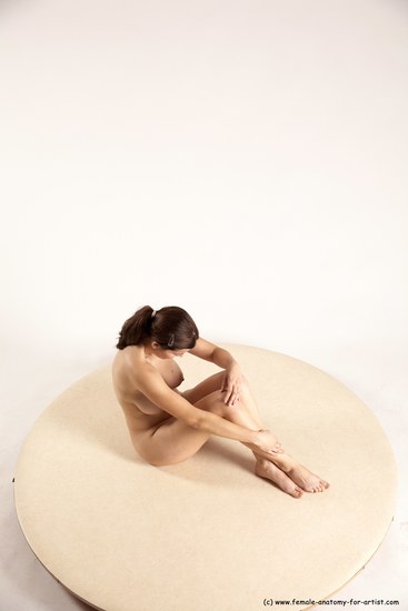 Nude Woman White Sitting poses - ALL Slim long brown Sitting poses - simple Multi angle poses Pinup