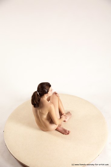 Nude Woman White Sitting poses - ALL Slim long brown Sitting poses - simple Multi angle poses Pinup