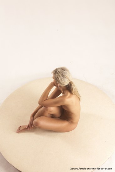 Nude Woman White Sitting poses - ALL Slim long blond Sitting poses - simple Multi angle poses Pinup