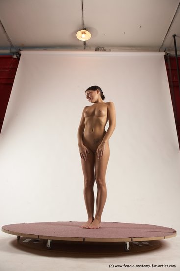 Nude Woman White Standing poses - ALL Slim medium brown Standing poses - simple Multi angle poses Pinup