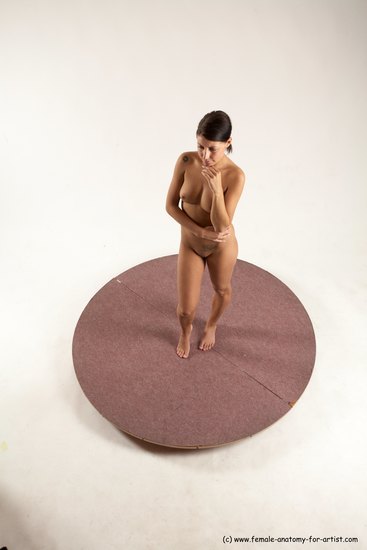 Nude Woman White Standing poses - ALL Slim medium brown Standing poses - simple Multi angle poses Pinup