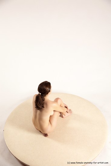 Nude Woman White Kneeling poses - ALL Slim Kneeling poses - on one knee long brown Multi angle poses Pinup