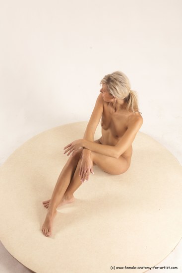 Nude Woman White Sitting poses - ALL Slim long blond Sitting poses - simple Multi angle poses Pinup