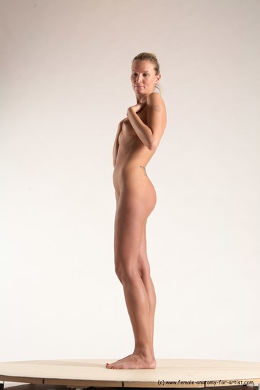 Nude Woman White Standing poses - ALL Slim long blond Standing poses - simple Multi angle poses Pinup