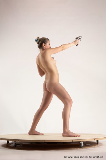 Nude Fighting with gun Woman White Standing poses - ALL Slim long blond Standing poses - simple Multi angle poses Pinup