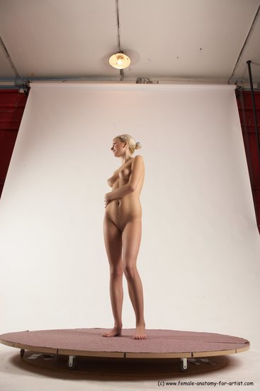 Nude Woman White Standing poses - ALL Slim long blond Standing poses - simple Multi angle poses Pinup