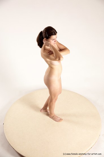 Nude Woman White Standing poses - ALL Slim long brown Standing poses - simple Multi angle poses Pinup