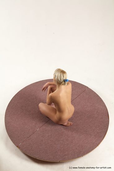 Nude Woman White Kneeling poses - ALL Slim Kneeling poses - on one knee long blond Multi angle poses Pinup